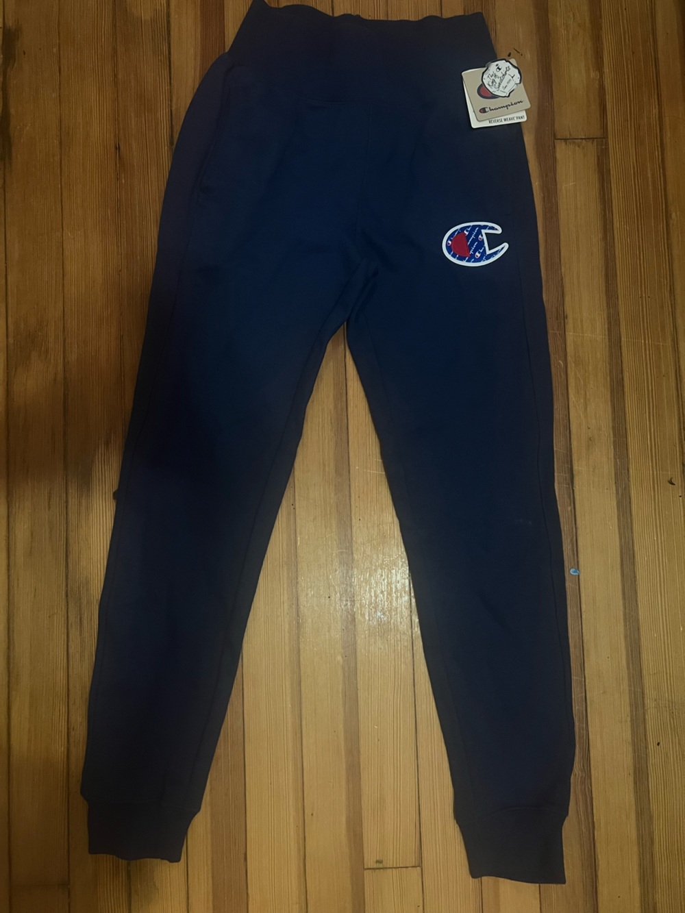 Champion Navy Women’s Sweatpants with Patch Logo